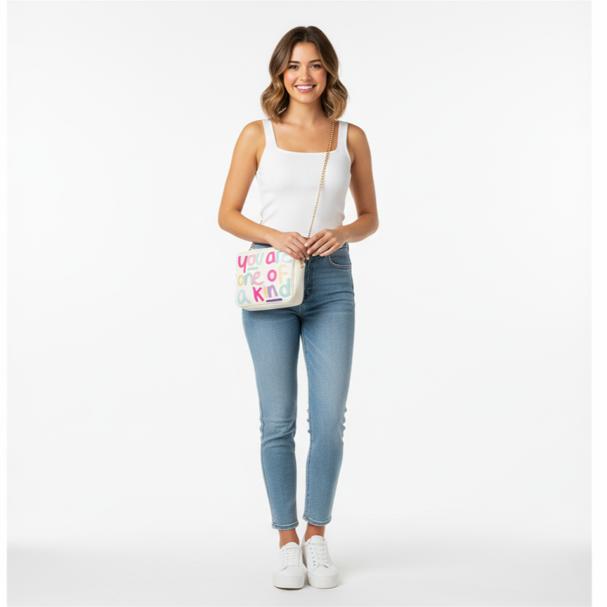 Elite Excel "You Are One Of A Kind" Multicolor Graphic Crossbody Bag